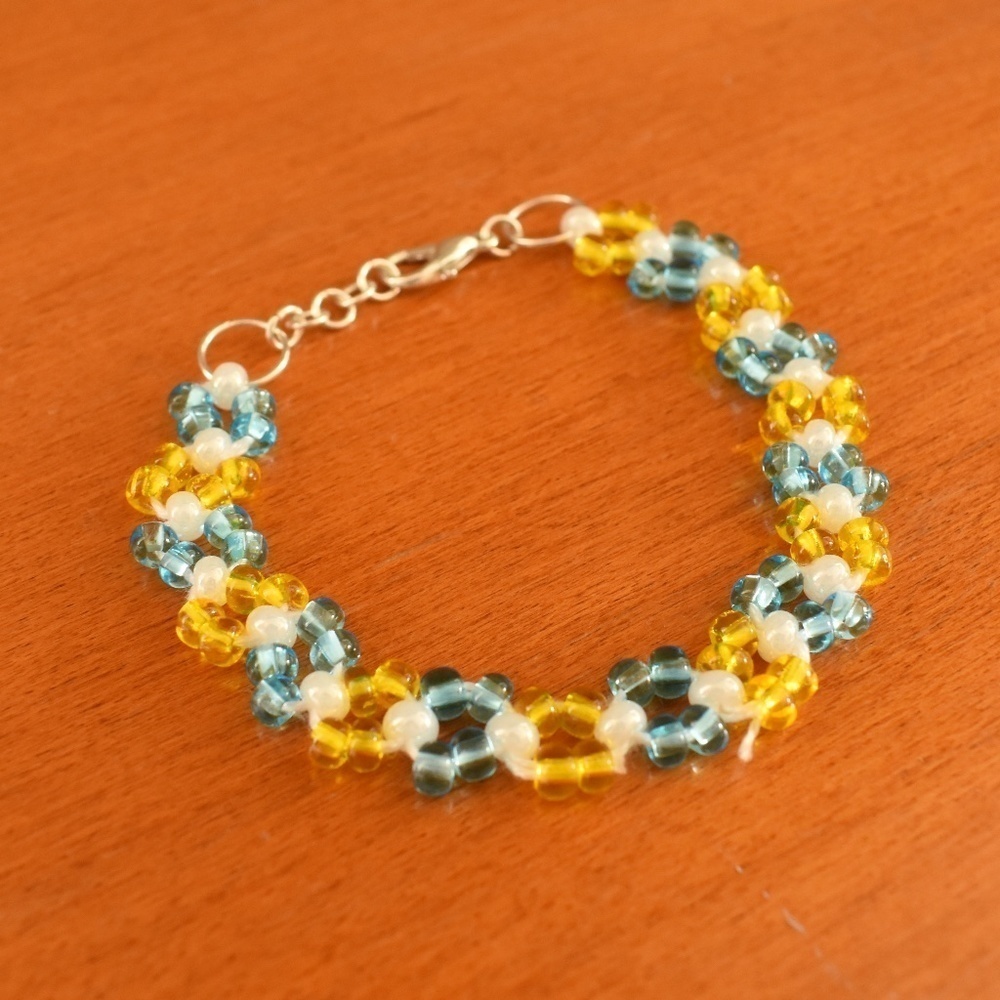 Golden Azure Beaded Bracelet